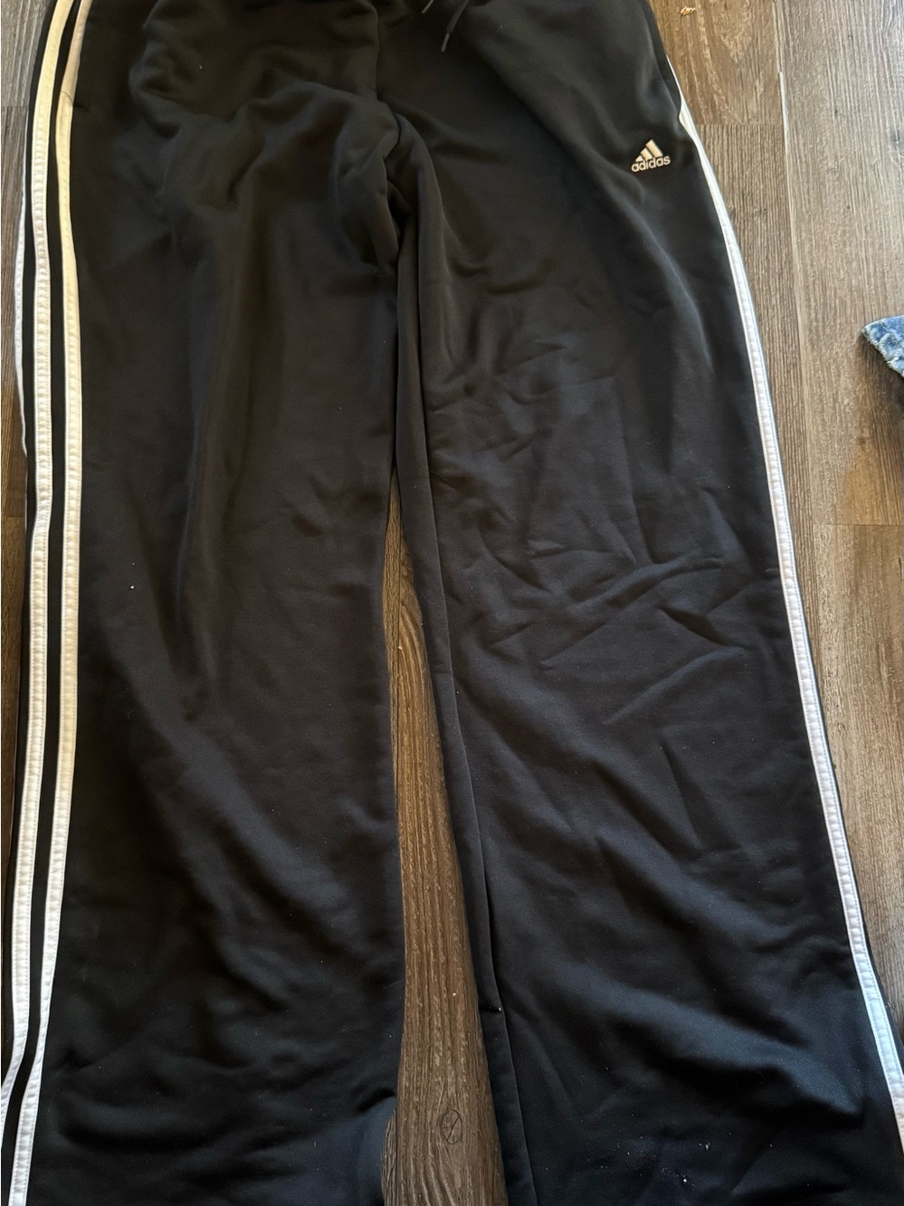 adidas Black Joggers with White Side Stripes